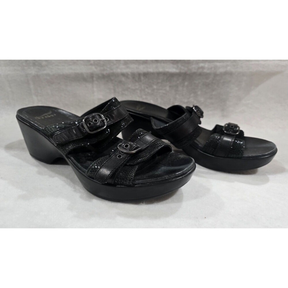 Dansko Black Double Strap Slide Sandals Buckle Comfort Clogs EU 41 US 10.5 - 11